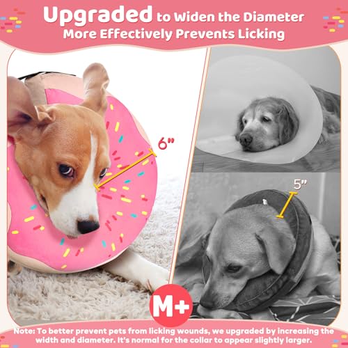 Image of Gimars Large Inflatable Dog Cone Alternative Dog Donut Collar After Surgery, Soft Neck Pillow Recovery Cone, Elizabethan Collar Alternative for Medium Dogs