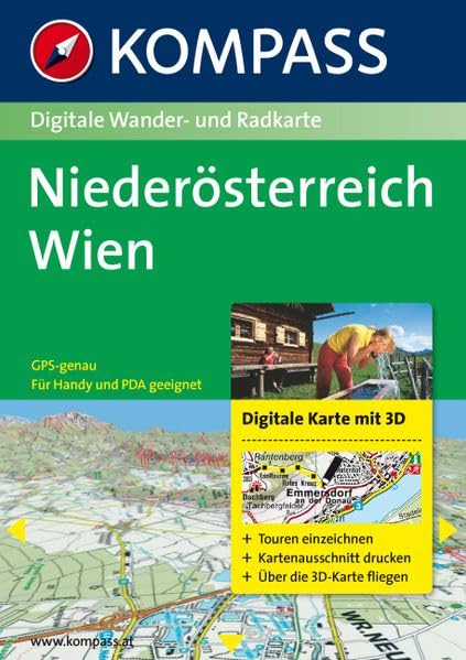 Niederösterreich - Wien 3D: Digitale Wander- und Radkarte (KOMPAS...