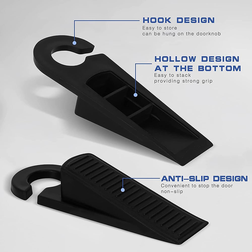 Fapiwen Non-Slip Door Wedges, 3 Pcs, Black 1