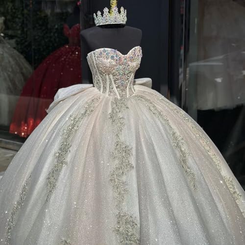 Elegant See Through Waist Ball Gown Quinceanera Wedding Party Dresses Detachable Puffy Sleeve Lace 20254