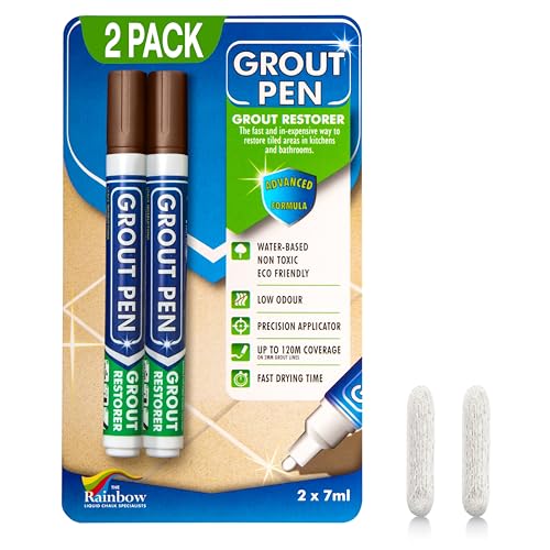 Grout Pen Brown Tile Grout Paint Marker - 2 Pack w/Extra Tips (7mL)