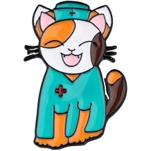 Cat Medical Pin for Health Workers and Veterinarians, 1 Inch Tall, Nurse, Doctor, Vet