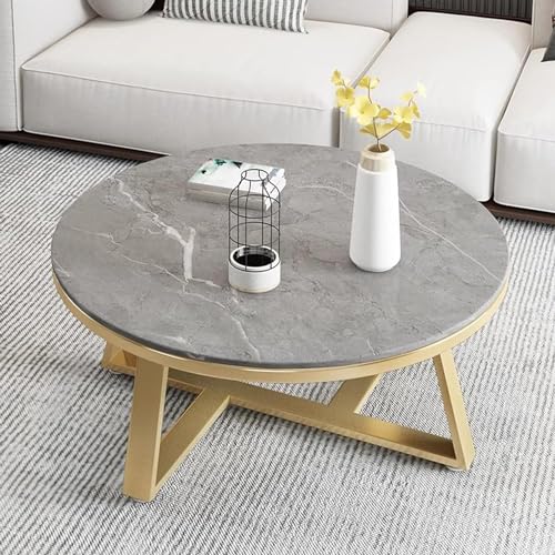 Image of Shoppee Coffee Table - Modern 2-Tier with Faux Marble Top and Gold Metal Frame - Stylish Center Table for Living Room, Sofa Table, Elegant Cocktail Table for Home, Office, Gold & Grey