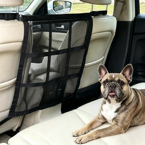 Sglowtech Dog Barrier for SUV,Double Layer Mesh with Zipper Dog Car Barrier,Car Dog Barrier for SUVs, Sedans & Trucks,Breathable & Easy to Install,23x23 Inch