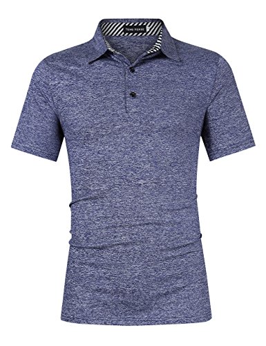 Golf Shirts for Men,Dry Fit Short-Sleeve Polo, Casual Collared T-Shirt,Salmon Dress Tee Shirt Men Blue