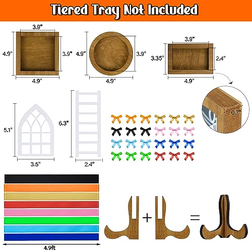 Farmhouse St Patricks Day Tiered Tray Decor Set - Interchangeable Seasonal Holiday Rustic Wooden Frames with Cards, Mini Arch, Ladder for Home Kitchen Table Easter Decorations Centerpiece