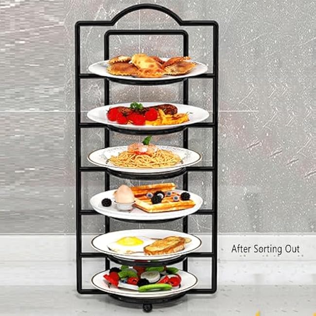 Kitchen Shelf Tray,Stackable Vegetable and Fruit Preparation, Hot Pot Side Dish Sundry Rack,Wall-mounted Countertop(White,6tier)