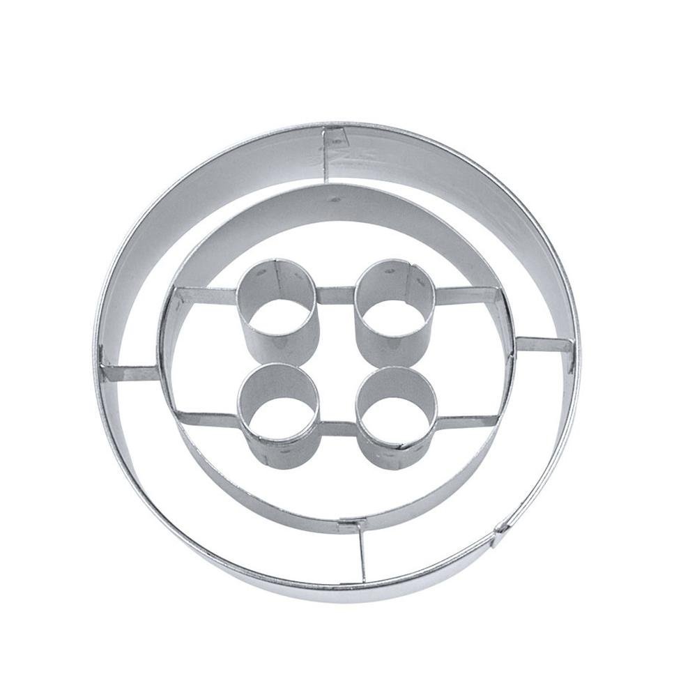 Staedter Embossing Button Shape Cookie Cutter, Silver, 5 cm