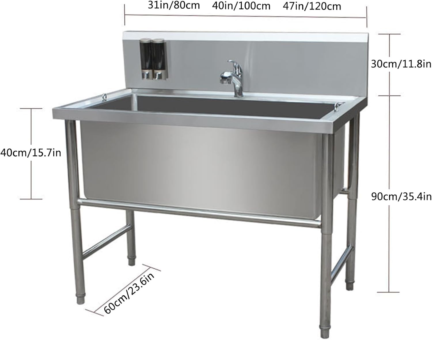 Bañera para el Cuidado de Perros - Estación de Lavado de Mascotas de Acero Inoxidable para Perros Grandes, Lavabo de Ducha de 101 cm (40 Pulgadas) para Uso doméstico, equ