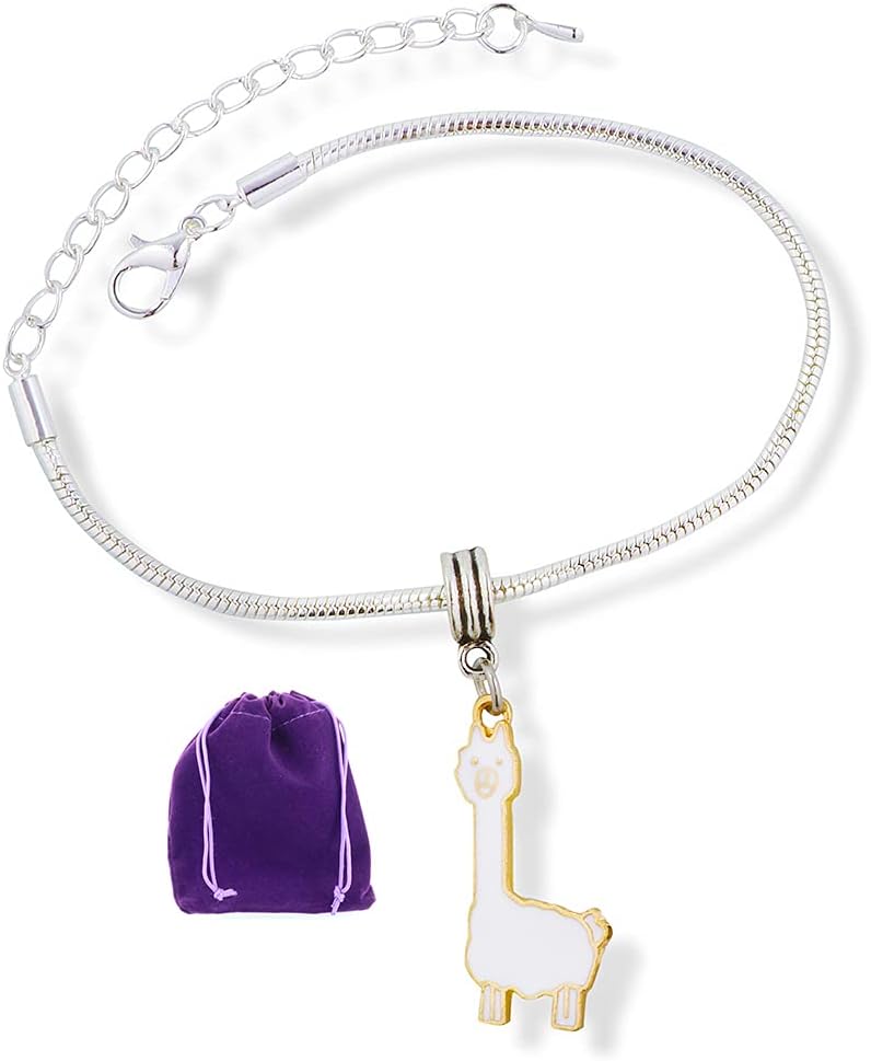 Llama Gifts | Llama Jewelry for is Hypoallergenic Stainless Steel Snake Chain Charm Bracelet with Removable Charm that can be used as a Llama Necklace or Llama Bracelet or Llama Gifts for
