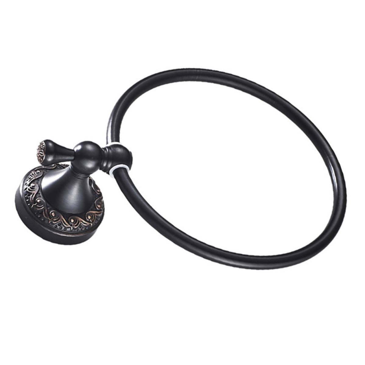 SOLUSTRE Aro para Toalla de Cobre Negro Cepillado Vintage, Resistente a Altas Temperaturas, Forma Redonda para Baño, Tornillos de Expansión y Llave Allen