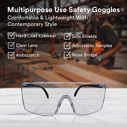 Image of 3M Polycarbonate 1709IN Safety Goggles Hard Coat Eye Protector Anti Pollution Eyewear For Multipurpose Use In Riding Motorcycle, Construction, Clear Transparent (Pack Of 1)