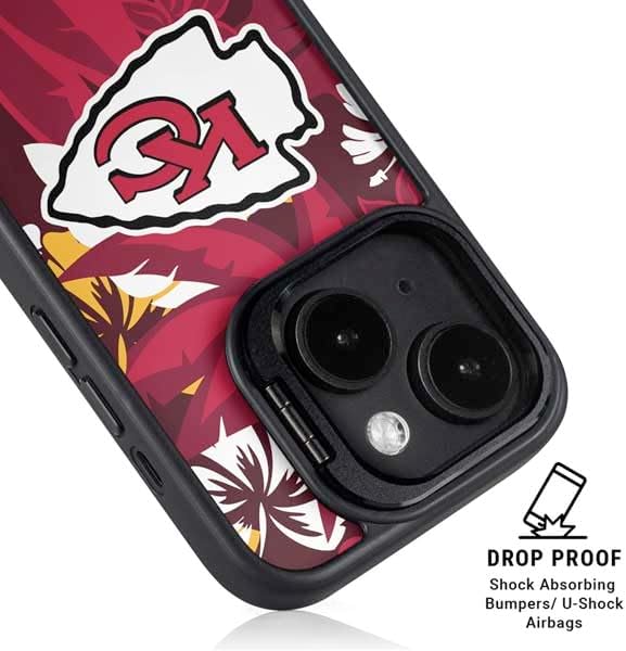 Skinit Kickstand Phone Case Compatible with iPhone 16 - Officially Licensed NFL Kansas City Chiefs Tropical Print Design
