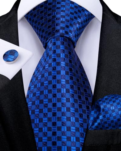 Image of DiBanGu Mens Zipper Ties Silk Adjustable Necktie Pocket Square