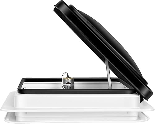 Miniatura 7 de Livpow Kit de ventilador reversible de 12 V para ventilación de techo RV de 14 x 14 pulgadas, tapa negra de elevación manual