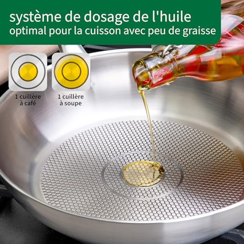 Fackelmann Chefkoch poêle à frire Ø24 cm avec fond alvéolé - Poêle en acier inoxydable de haute qualité - Convient pour tous les types de feux (y compris l'induction) - Ø24 x 0,5 cm – Image 6