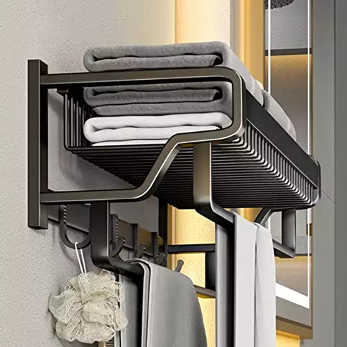 Étagère porte-serviettes multifonction noire sans perçage pour douche - 3