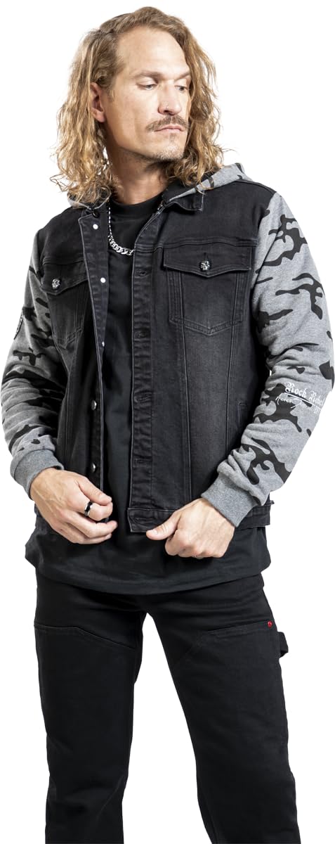 Rock Rebel by EMP Hombre Sudadera con botones negra y gris