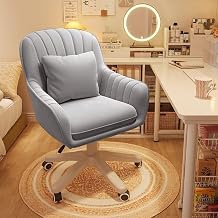 Upholstered Vanity Chair, 360 Swivel Home Office Desk Chair, Gray