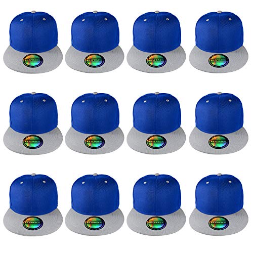 Image of Gelante Plain Blank Flat Brim Adjustable Snapback Baseball Caps Wholesale LOT 12 Pack