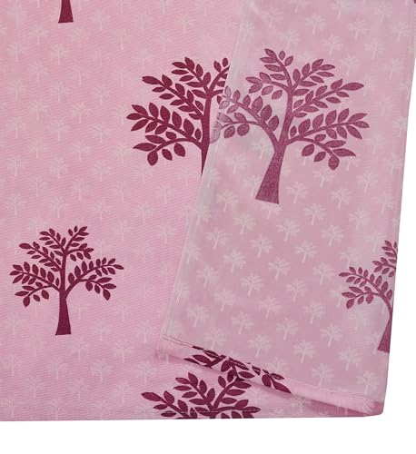 Image of Printed Tree 2 Piece Polyester Home & Living Room Eyelet Window Curtain - 5 Feet, Purple