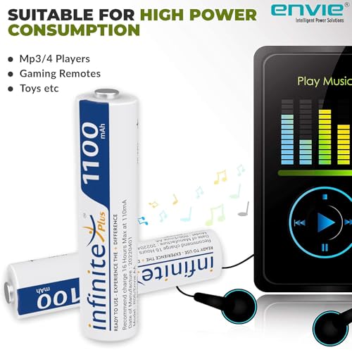 Image of Rechargeable Batteries AA & AAA Combo Ready to Use Envies 3200mAh AA & 1100mAh 4PL Battery Low Self Discharge, Pre-Charged (Pack of 4 Each)