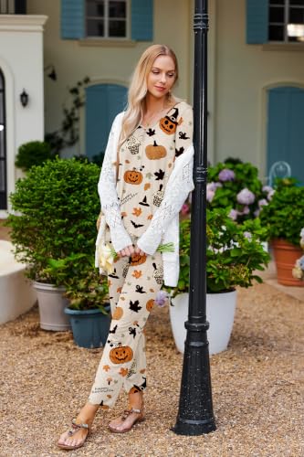 Image of Ekouaer Pajamas for Women Set Long Sleeve Pleated Top and Pants Loungewear