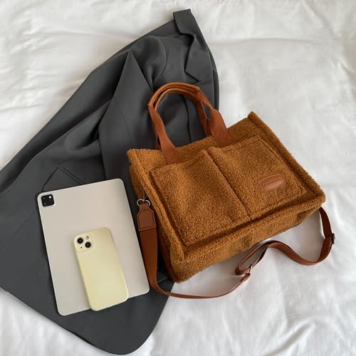 Image of Cherry Tote Bag for Women Canvas Patched Purse Cute Shoulder Bag Multi-Pocket Satchel Handbag for work travel