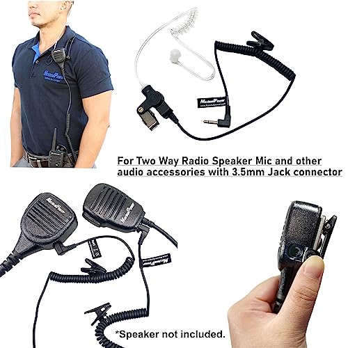 Maximalpower Rhf 617-1N 3.5Mm Receiver/Listen Only Surveillance Headset Earpiece With Clear Acoustic Coil Tube Earbud Audio Kit For Two-Way Radios, Transceivers And Radio Speaker Mics Jacks , Black #TOP1