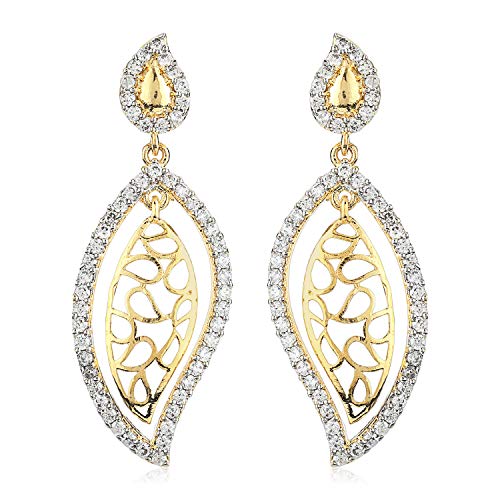 Image of Estele Women 24Kt Gold Tone Plated Ad Stone Round Stud Earrings