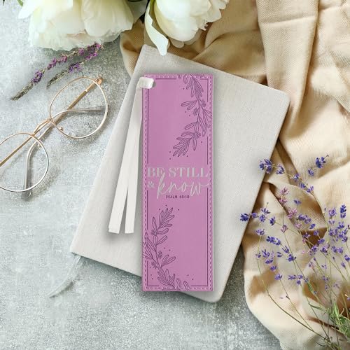 Image of Christian Art Gifts Faux Leather Bookmark for Women: Be Still and Know