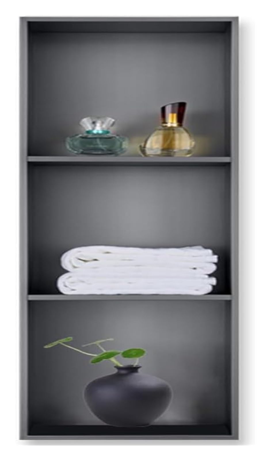 QUSYZD Stainless Steel Bathroom Niche, Square Storage Shower Shelf, Wall-Inserted Recessed Room Shelf for Shampoo Toiletries, Easy to Install,Gray,32x32x12.5cm,Grey-90x28x12.5cm