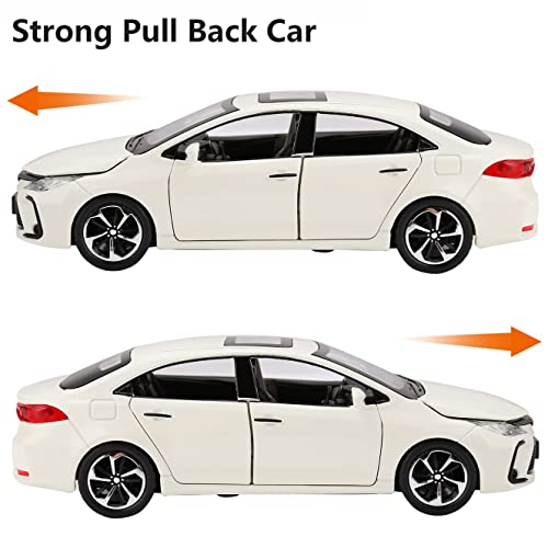 Image of DEUSON ECOM 1:32 Corolla Toy Car for Kids Diecast Metal Car Model Corolla Toy Cars for Kids Sound and Light Pull Back Openable Door, Black