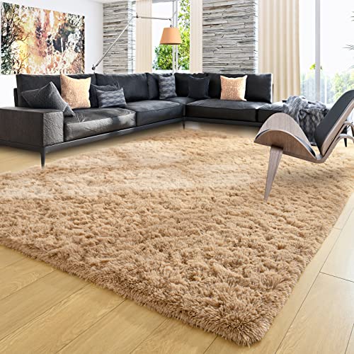 Image of Ompaa Fluffy Rug, Super Soft Fuzzy Area Rugs for Bedroom Living Room - 6' x 9' Large Plush Furry Shag Rug - Kids Playroom Nursery Classroom Dining Room Decor Floor Carpet, Beige