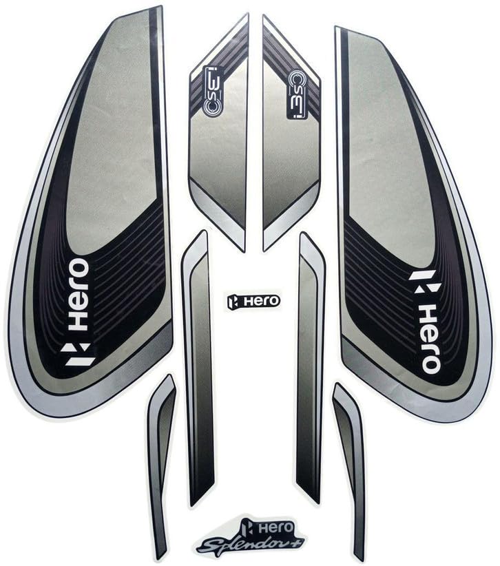 Bike Sticker Kit for Splendr 2025 Model, Both Sides, Red and Black Design (Black Grey)-image-9