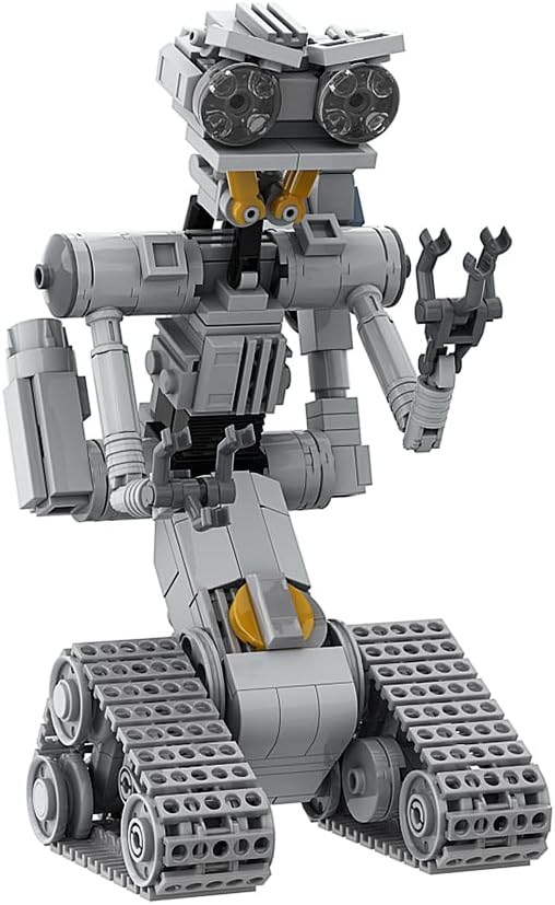 Johnny 5 Robot Building Block Set, Short Open Circuit Movie Johnny 5 Action Figure, Track Robot Mech Armor Building Toy, Number 5 Mechanical Model, 313 Pcs Christmas Birthday Gift for Kids Boys Adults