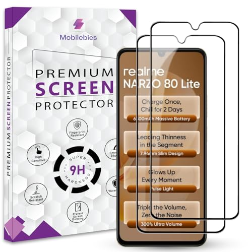 Image of Premium Tempered Glass Screen Protector Guard For Realme Narzo 80 Lite 4G (6.74 Inch, Pack of 2) | Edge to Edge Coverage With Easy to installation kit