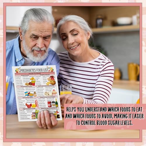 Image of Sinload 12 Pcs Pre Diabetic Food List Poster Prediabetes Meal Plan Low Sugar Glycemic Index List for Type 2 Diabetes