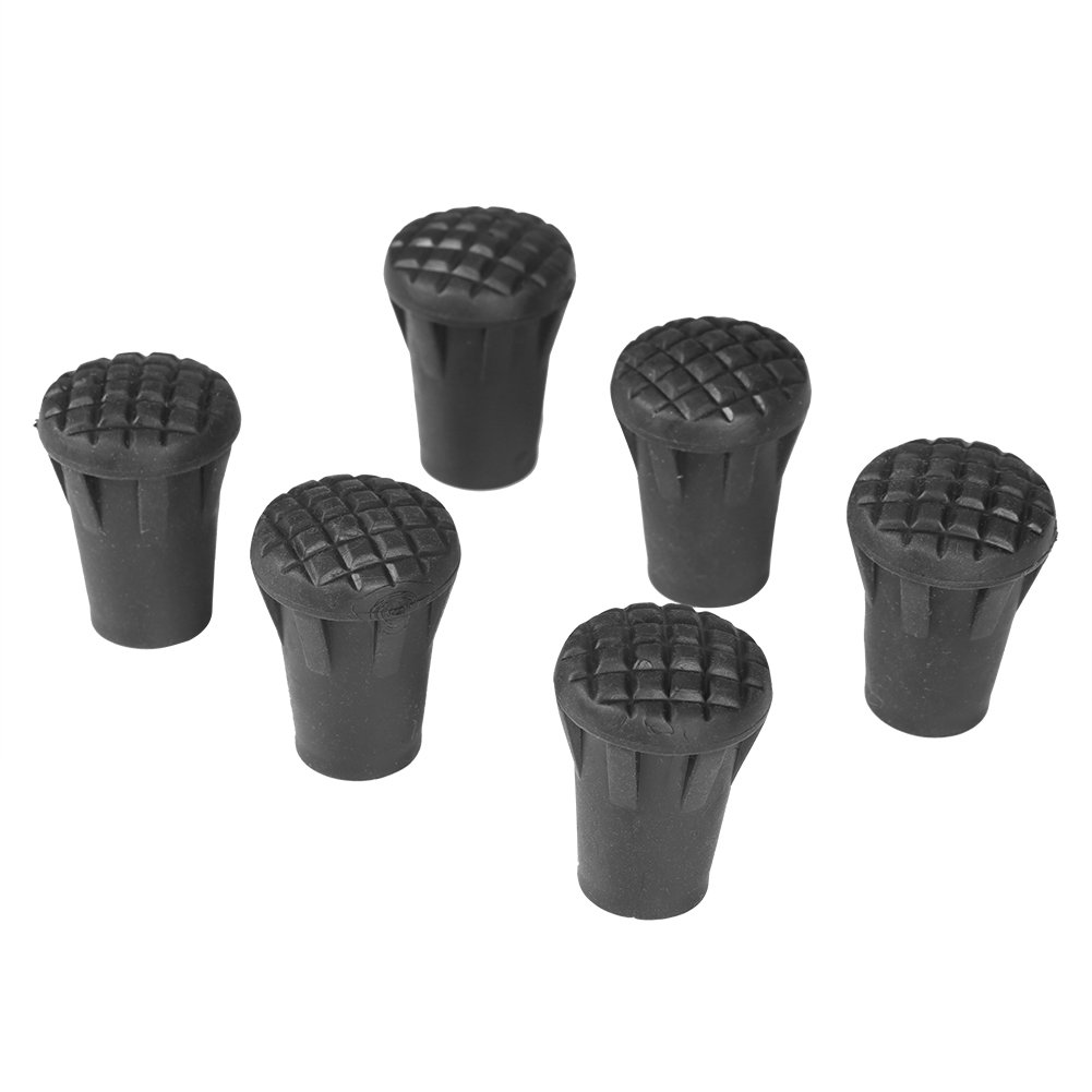 6PCS Walking Stick s Black Hiking Trekking Poles Rubber Alpenstock for Camping Montain End Tip