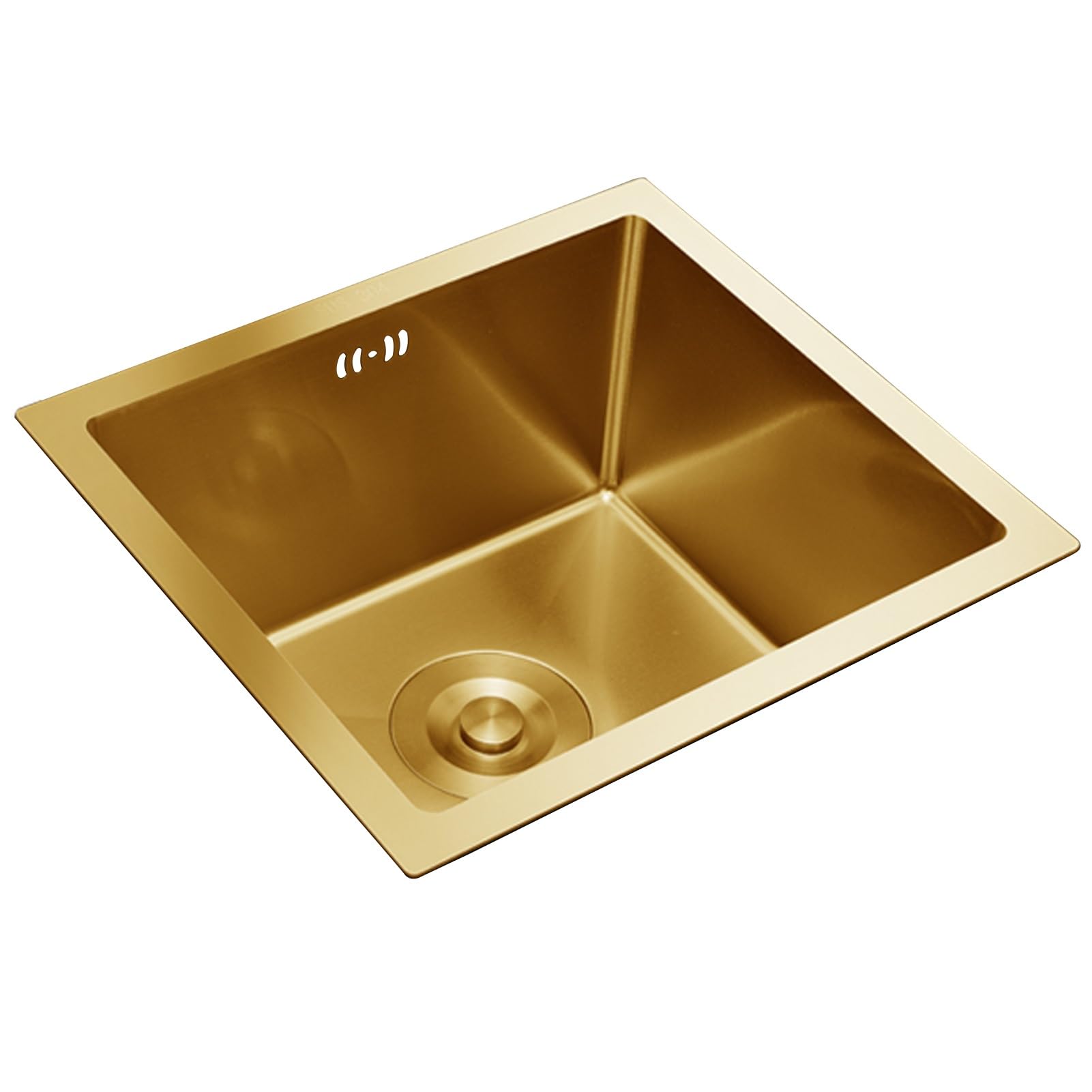ZQFHSX Gold Stainless Steel Kitchen Sink, Undermount bar Sink Drop in, Topmount Single Bowl Outdoor Campervan with Drainer Fittings (Color : Gold, Size 38x38cm)