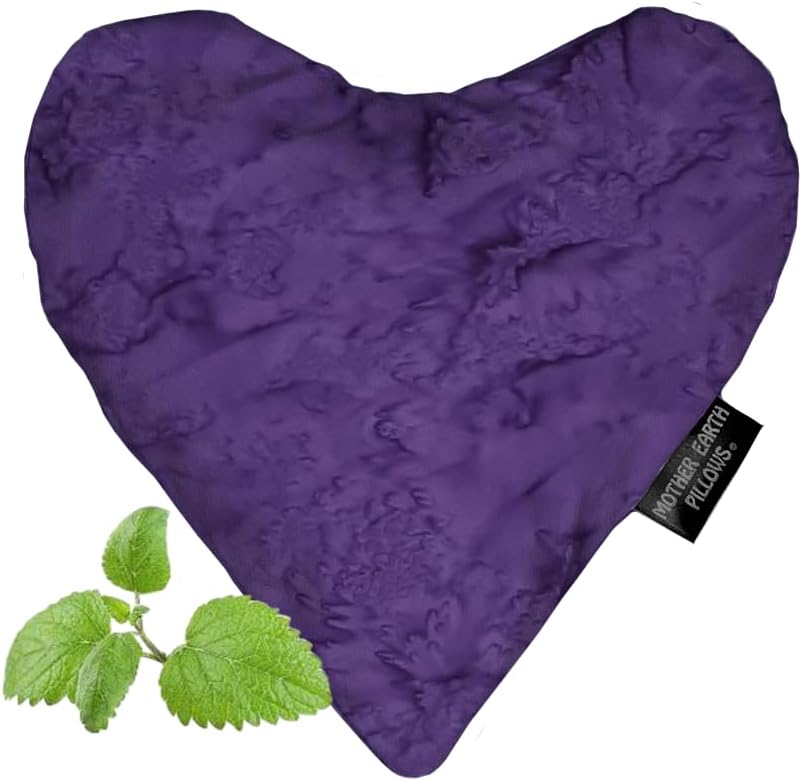 Mother Earth Pillows Small Heart-Shaped Flax Pillow for Natural Pain Relief, Warm or Cold Therapy, Herbal Aromatherapy Pillow (Green Print - No Herbs Added)