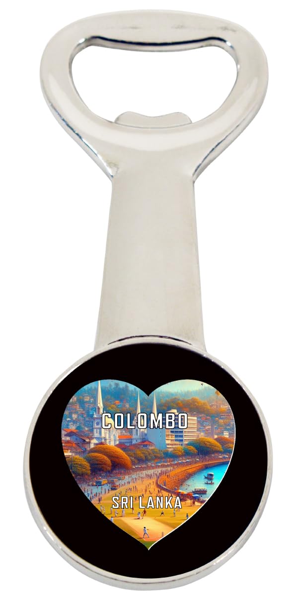 Colombo Sri Lanka Travel Souvenir Destination Heart Shape Design Magnetic Bottle Opener Single