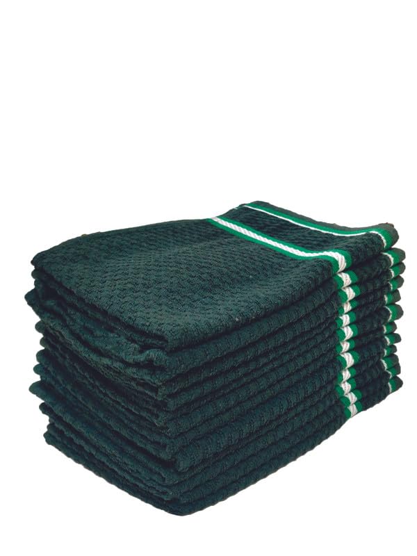 Image of Athom Living Popcorn Textured Solid Cotton Hand Towel Green 35x55 cm Set of 12