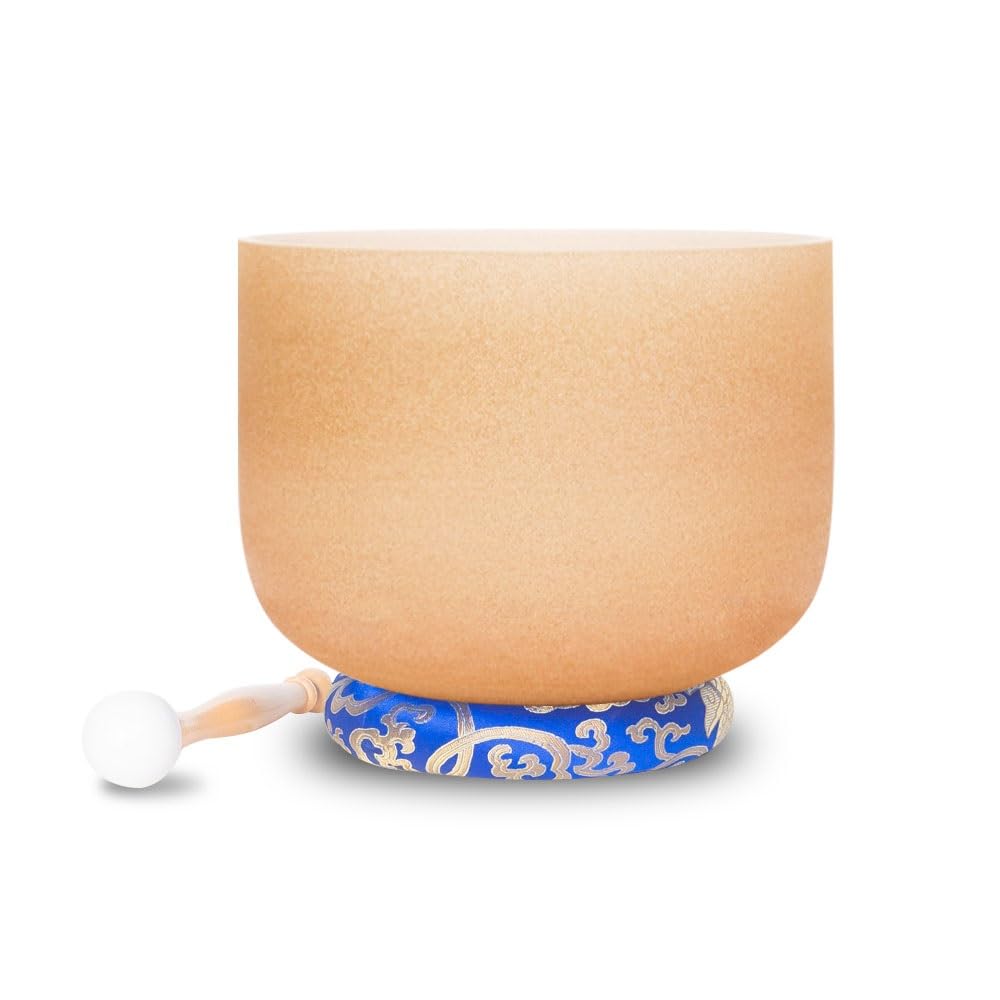 Scrub all'arancia, ciotola tibetana per yoga in cristallo, 7-12 pollici, fatta a mano, accessorio per meditazione, allevia stanchezza e ansia, adatta a principianti e professionisti, disponibile (12