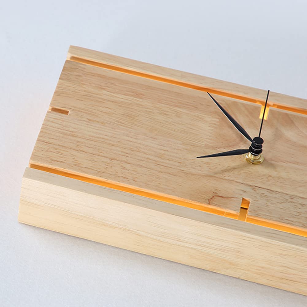 Horloge Murale rectangulaire en Bois LED 8W, Style Moderne, pour Chambre, Salon, Couloir, éclairage d'ambiance 4000K