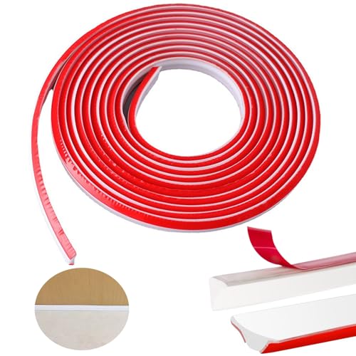 ZOCONE TPE Quadrant Trim, 7M Beading for Laminate Flooring Skirting Board Trim Self Adhesive Coving for Ceilings Wall Edging Strip, White Moulding Trim Plastic Corner Trim for Cabinet (12x9mm)