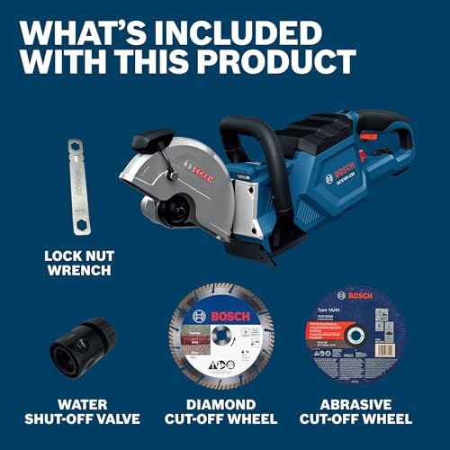 Image of BOSCH GCS18V-230N 18V Brushless Cordless 9-Inch Cutoff Saw for Concrete & Metal Cutting | Lightweight Ergonomic Design, 6-Position Cutting Guard, Water Shut-Off Valve, Easy Wheel Change (Bare Tool)