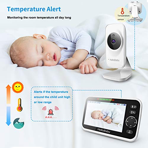 Video Baby Monitor With Camera And Audio, 5" Color Lcd Screen, Hellobaby Monitor Camera, Infrared Night Vision, Temperature Display, Lullaby, Two Way Audio And Vox Mode #TOP4
