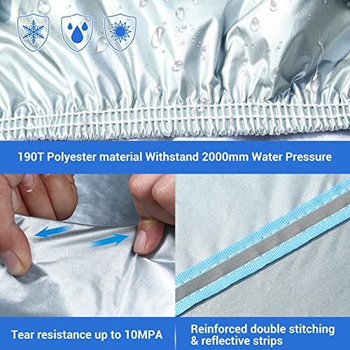 Image of Tecoom Car Cover Waterproof All Weather, 8 Layers Soft Cotton Fleece Lining SUV Car Cover with Zipper Door & Lock, Windproof Rain Sun UV Hail Protector Full Exterior Covers Fit SUV (206-215 Inches)