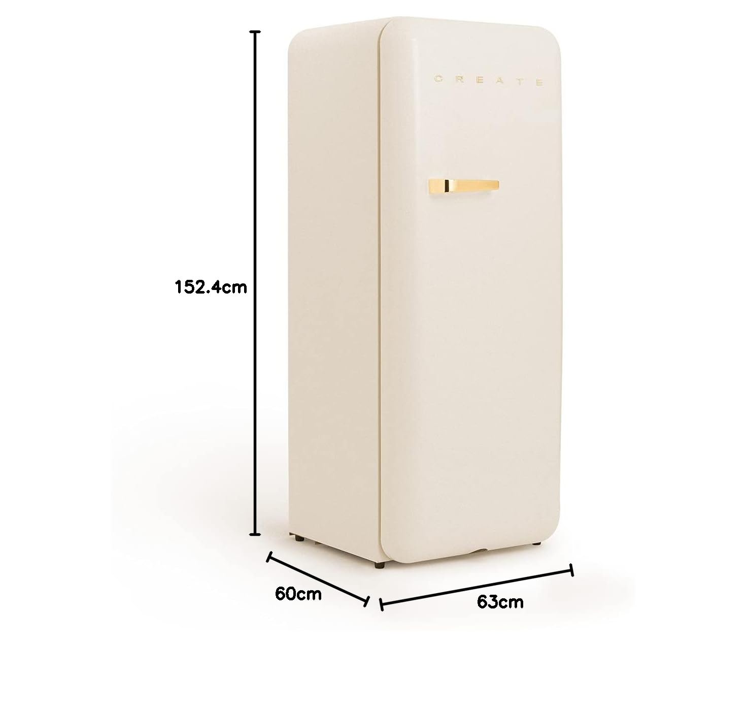 CREATE / RETRO FRIDGE 150 WOOD/Frigorífico blanco roto maneta madera con congelador 281L / 102W. bajo consumo. diseño vintage. 150cm. 3 estantes. regulador temperatura. botellero. 60x60x150cm — view 125